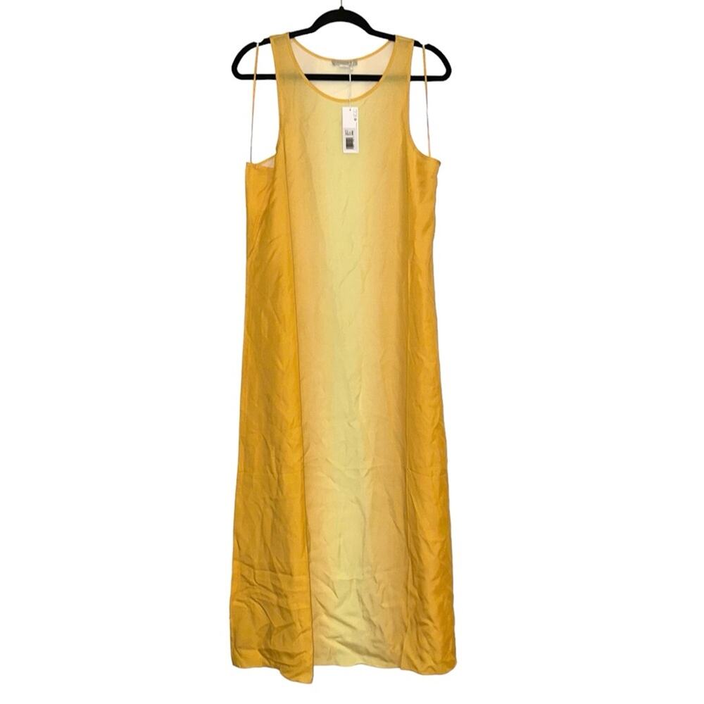 NWT Outerknown Ellison Slip Sleeveless Tencel Midi Dress in Saffron Ombre LARGE